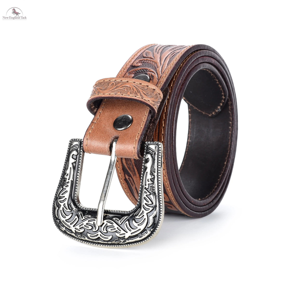 1965 Western Floral Belt Cowboy Leather Brown Belts Cowgirl Vintage Western-Leather-Belts-Women Vintage Waist-Belts with Hollow  main image 3