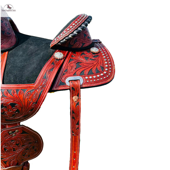 Resistance Youth/ Adults Western Pleasure Trail Treeless Leather Horse Saddle Rawhide Cantle NewEngland Tack