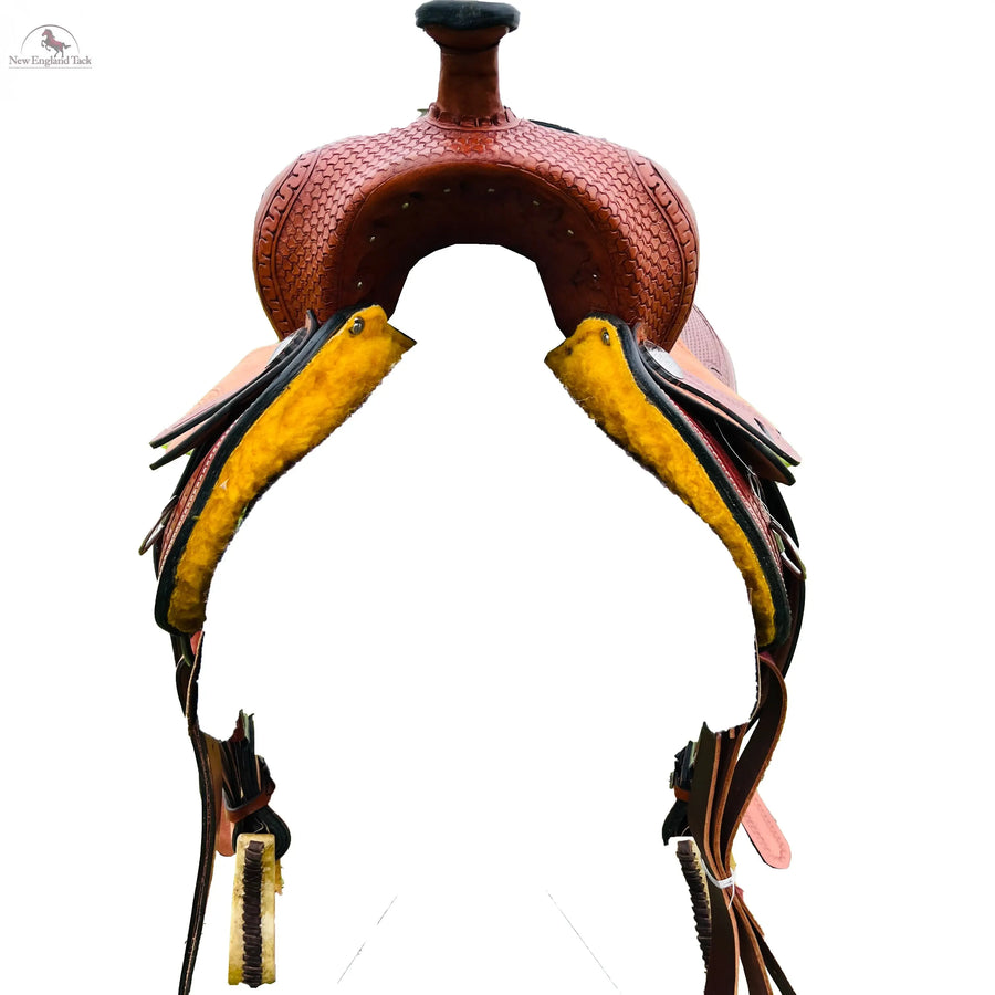 Western Barrel Horse Saddle Basket Weave Tooled NewEngland Tack