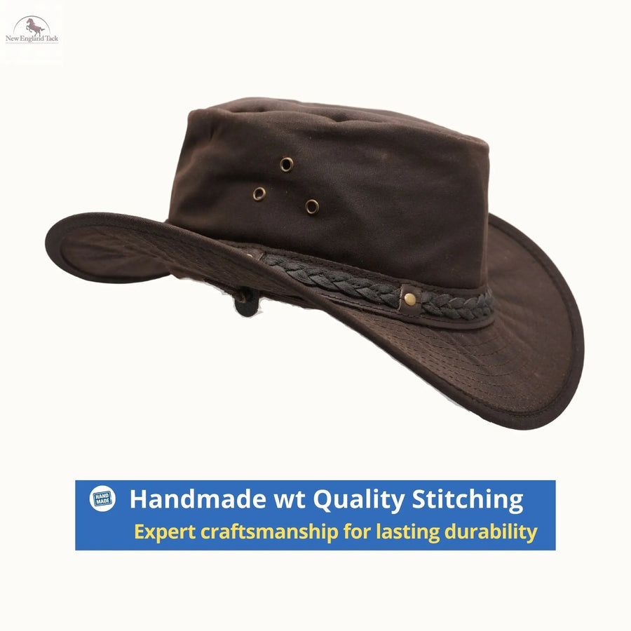 Copy of Western Cowboy Hat, Grain Cow Leather with Buffalo Conchos Hat Band - Multiple Colors (Black, Brown, Radish Brown, Tan) NewEnglandTack