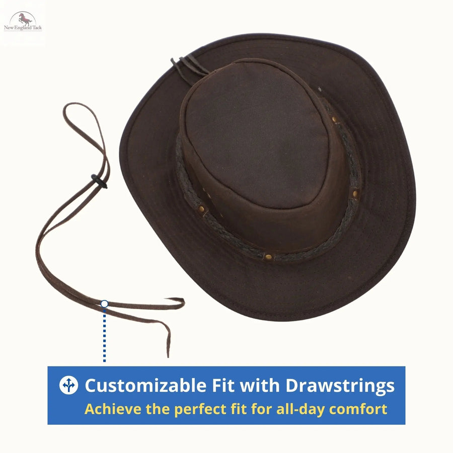 Copy of Western Cowboy Hat, Grain Cow Leather with Buffalo Conchos Hat Band - Multiple Colors (Black, Brown, Radish Brown, Tan) NewEnglandTack
