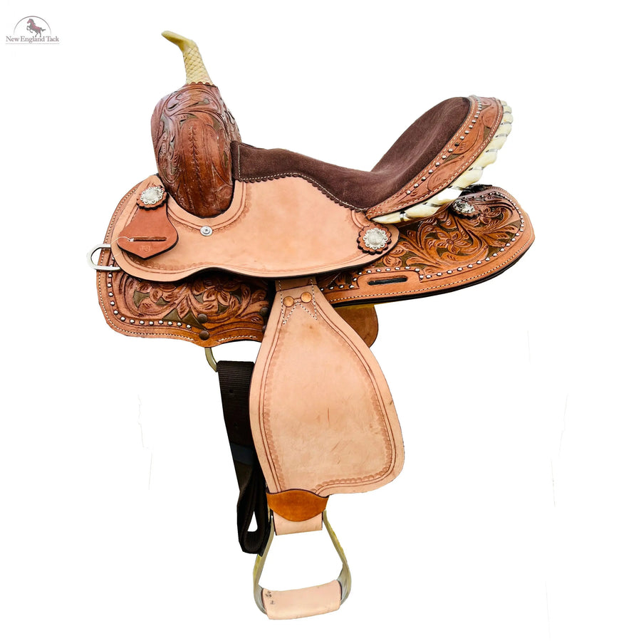 Western Horse Saddle-Barrel Trail Youth-Kids Leather 10"12"13"  With Free Tack set NewEngland Tack