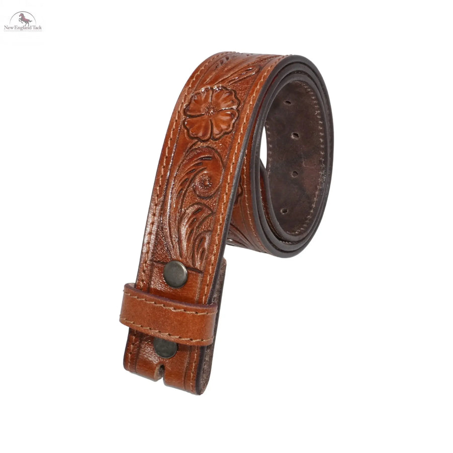 Western Leather Belt - Floral Tooled - Full Grain - Removeable Belt Strap - Cowboy Rodeo NewEngland Tack