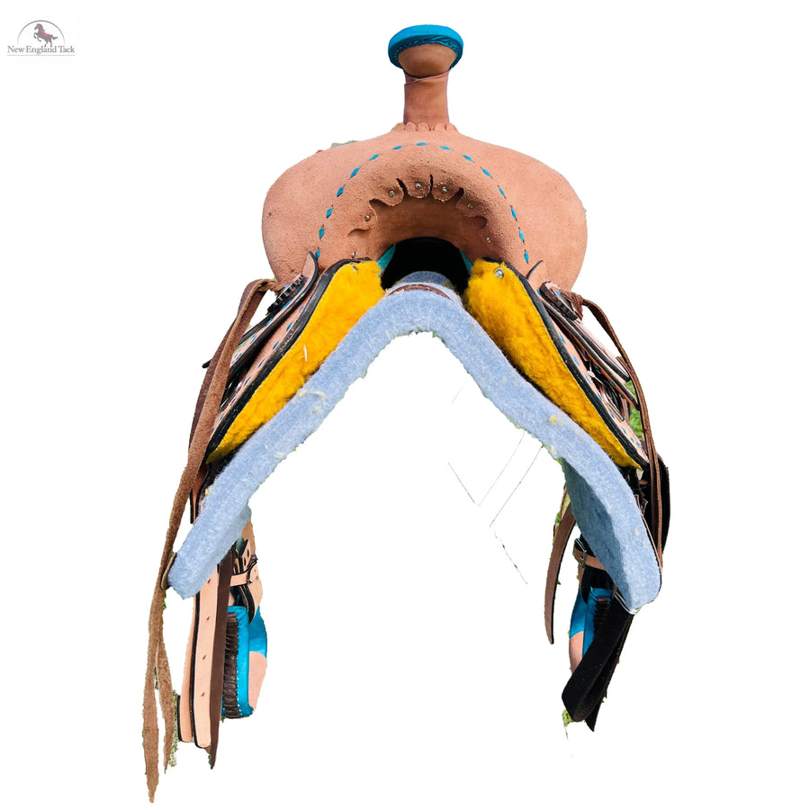 Western Youth Barrel Horse Roughout Leather Saddle Suede Seat with Brown Laces NewEngland Tack