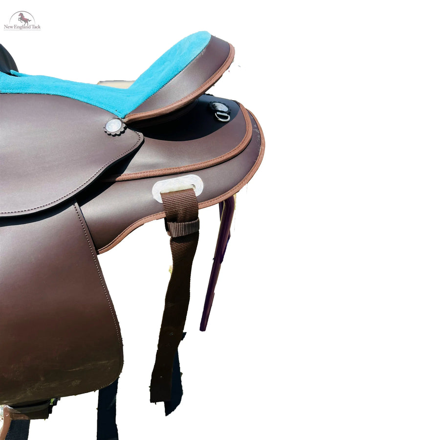 Western trail Horse Synthetic Round Skirt Leather Pleasure Saddle NewEngland Tack