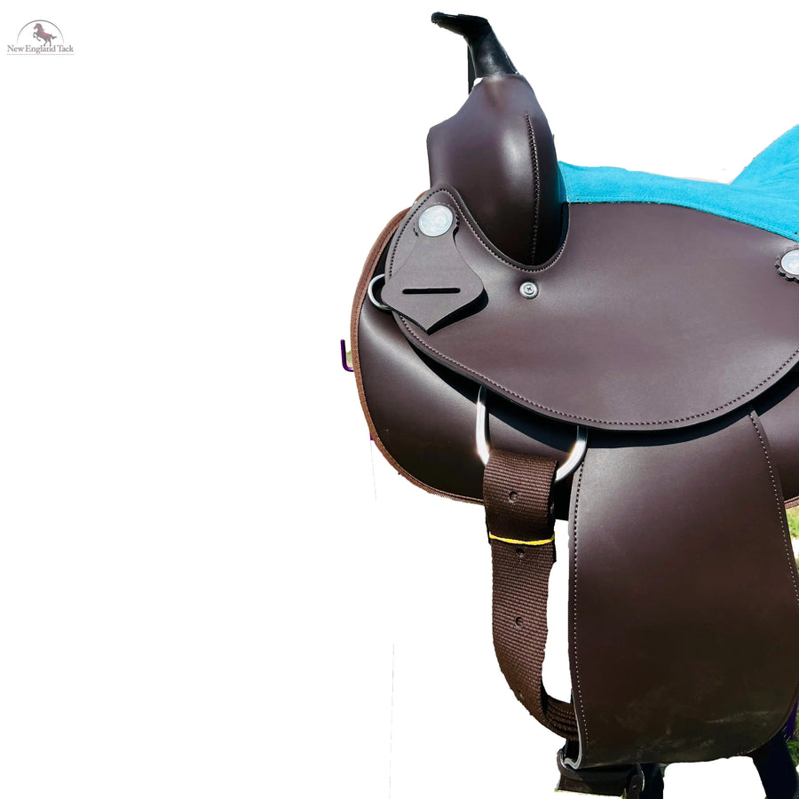 Western trail Horse Synthetic Round Skirt Leather Pleasure Saddle NewEngland Tack