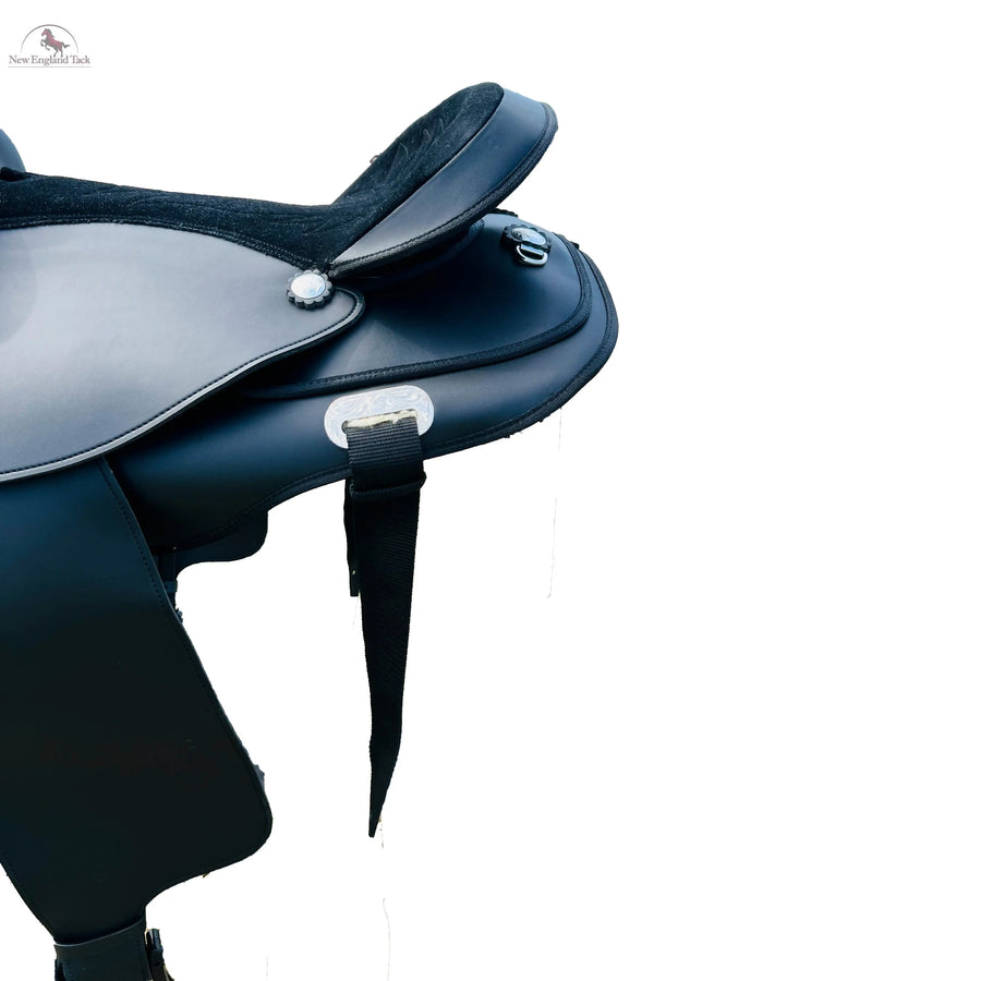 Western trail Horse Synthetic Round Skirt Leather Pleasure Saddle NewEngland Tack