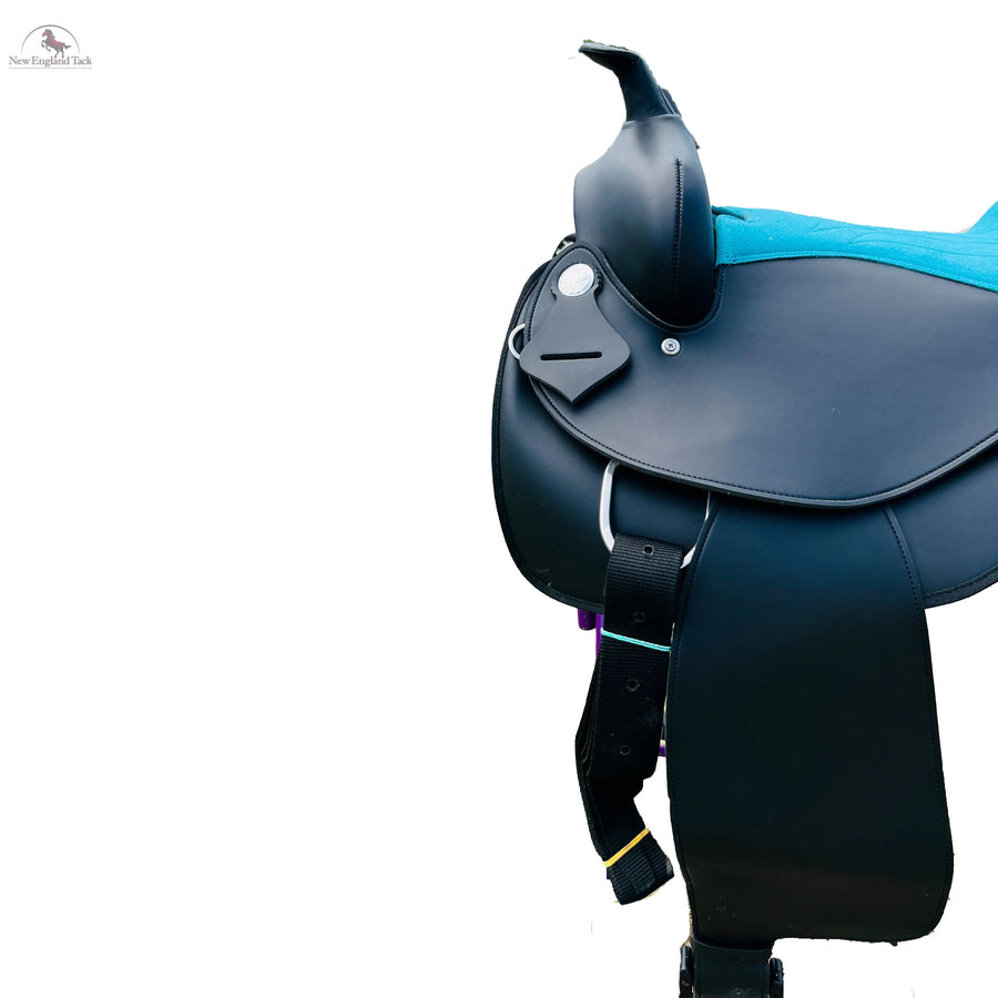 Western trail Horse Synthetic Round Skirt Leather Pleasure Saddle NewEngland Tack