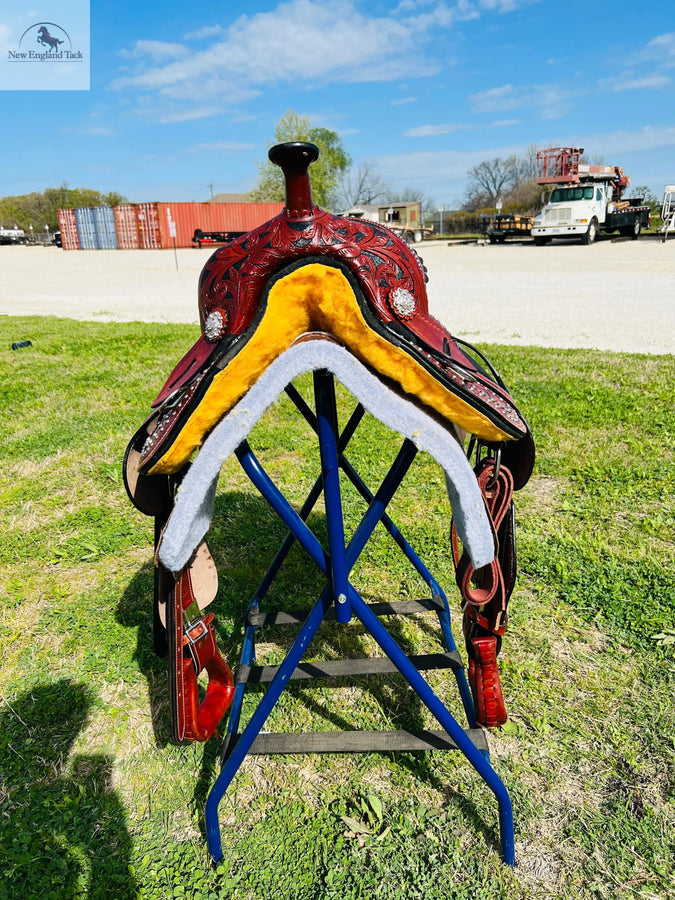 Youth/ Adults Western Pleasure Trail Treeless Leather Horse Saddle Rawhide Cantle NewEngland Tack