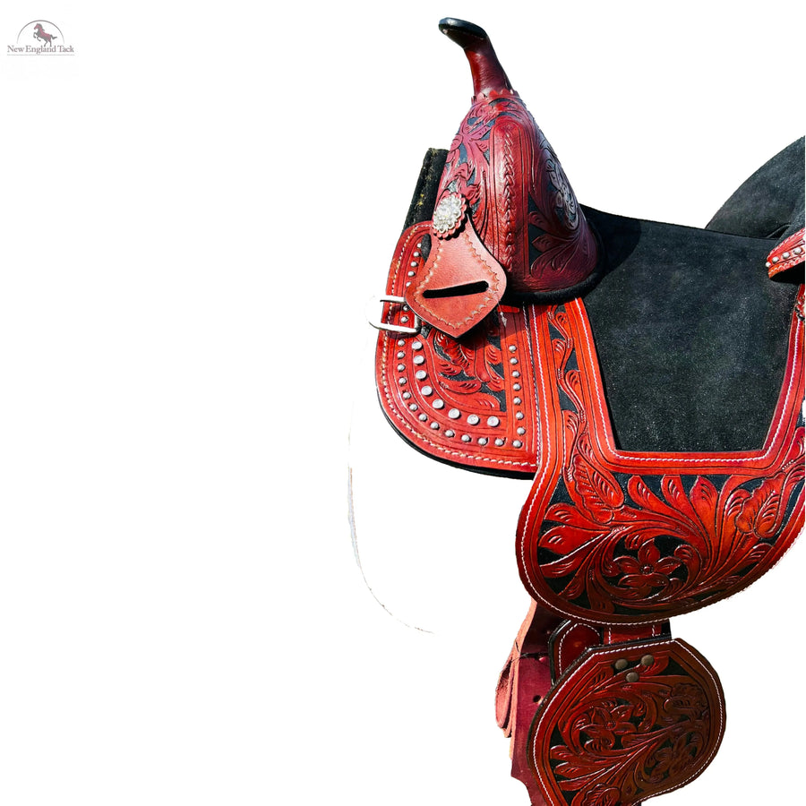 Youth/ Adults Western Pleasure Trail Treeless Leather Horse Saddle Rawhide Cantle NewEngland Tack