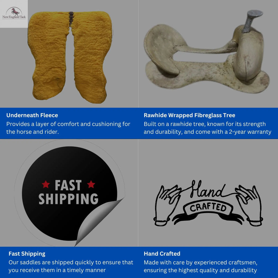 Youth/Pony Double Skirt Border Serpentine tooled All Around Saddle With Rough Out Finish NewEngland Tack