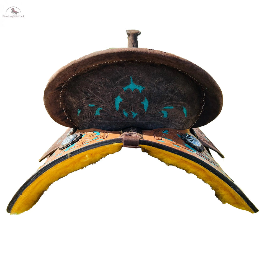 Youth Western Barrel Saddle | Floral Tooled | Genuine Leather | Premium Quality Newenglandtack