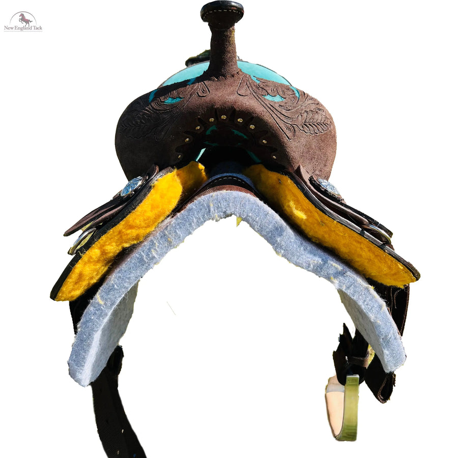 Youth Western Barrel Saddle | Floral Tooled | Genuine Leather | Premium Quality Newenglandtack