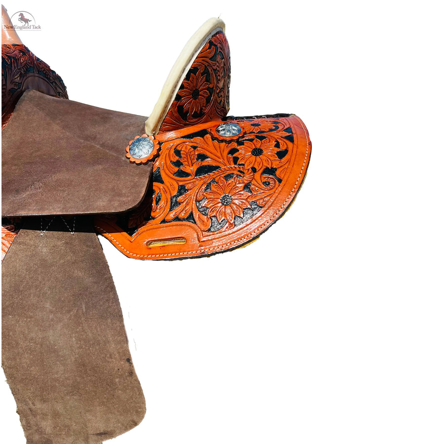 Youth Western Horse Barrel Saddle Leather 10" 12" 13", Rawhide Cantle, Available In Both FQHB and SQHB, Perfect Gifts For Kids, Fiber Glass NewEngland Tack