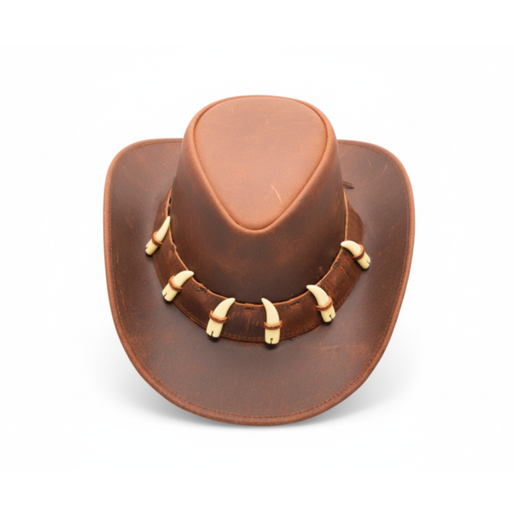 RESISTANCE Australian Leather Hat with Crocodile Band Teeth - Dundee Style | Outback Hat for Men and Women