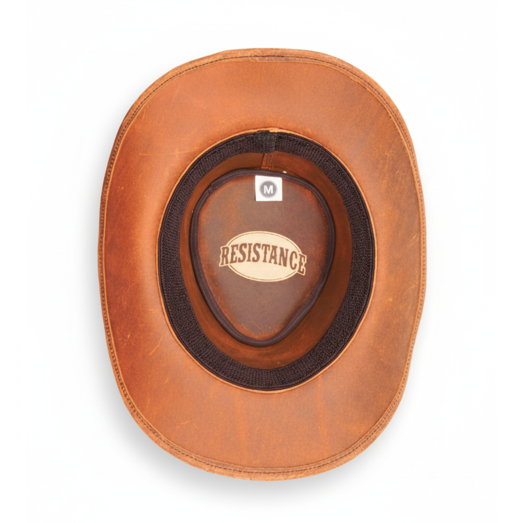 RESISTANCE Australian Leather Hat with Crocodile Band Teeth - Dundee Style | Outback Hat for Men and Women