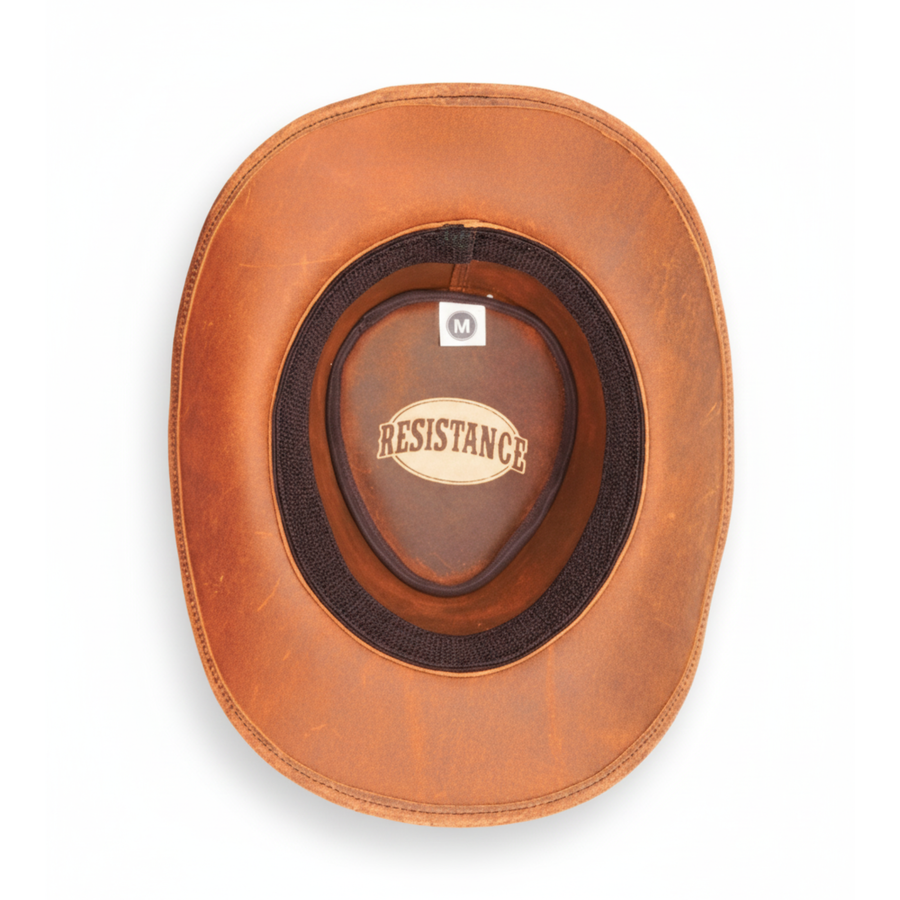 RESISTANCE Australian Leather Hat with Crocodile Band Teeth - Dundee Style | Outback Hat for Men and Women