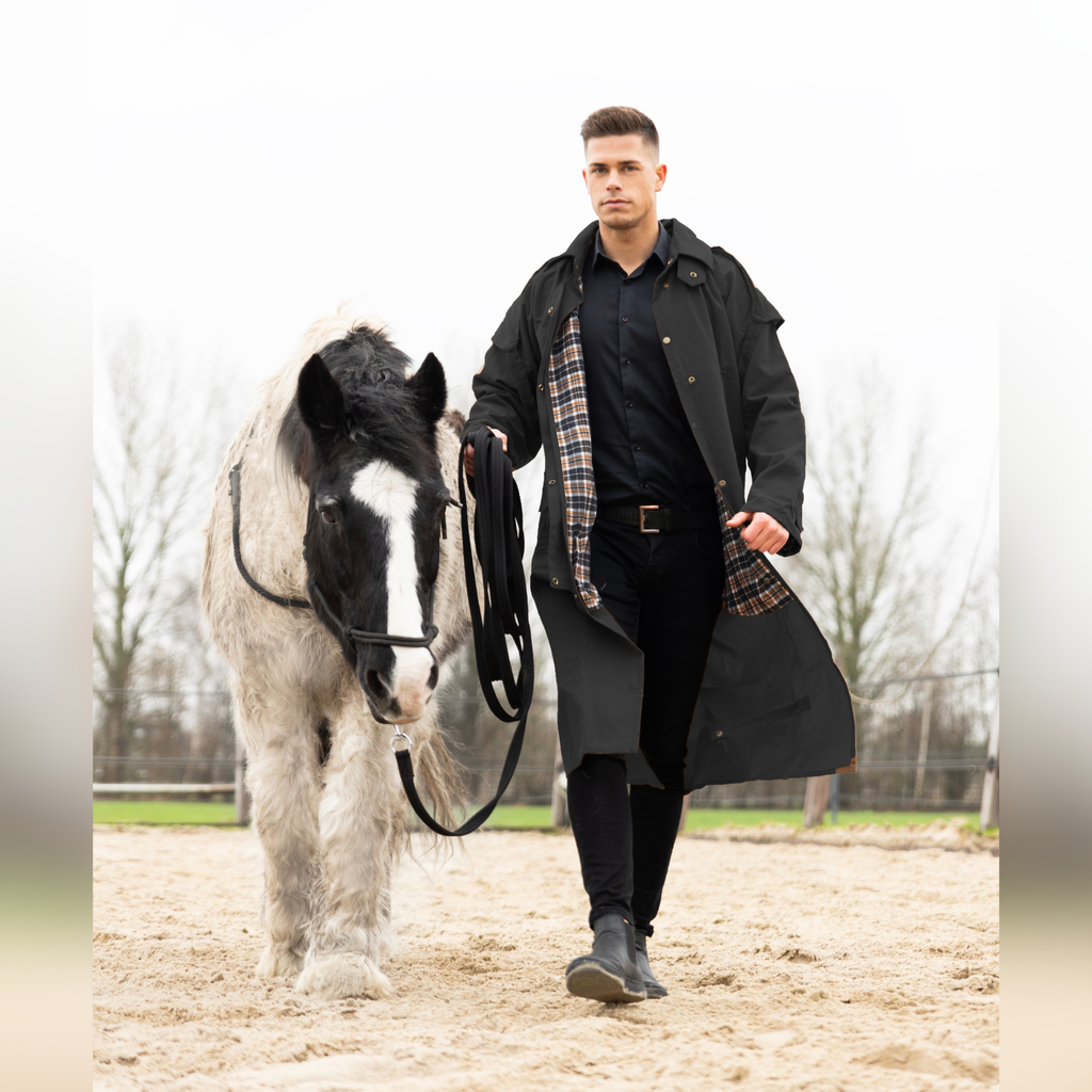 Resistance Western Oilskin Waterproof Duster Coat NewEngland Tack BLACK2