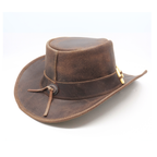 RESISTANCE Australian Leather Hat with Crocodile Band Teeth - Dundee Style | Outback Hat for Men and Women