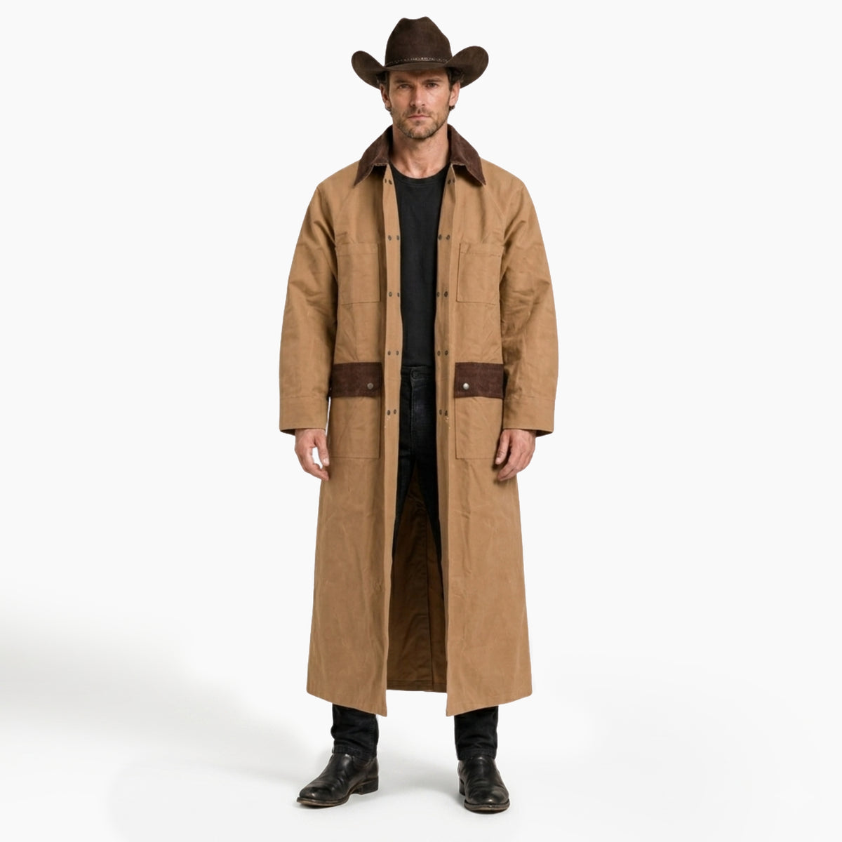 RESISTANCE Western Long Old Cowboy Canvas Jacket - Range wear Canvas Duster Coat