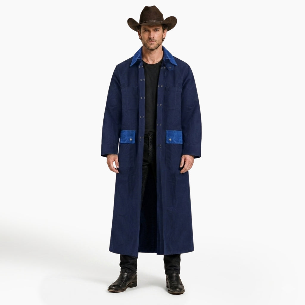 RESISTANCE Western Long Old Cowboy Canvas Jacket - Range wear Canvas Duster Coat