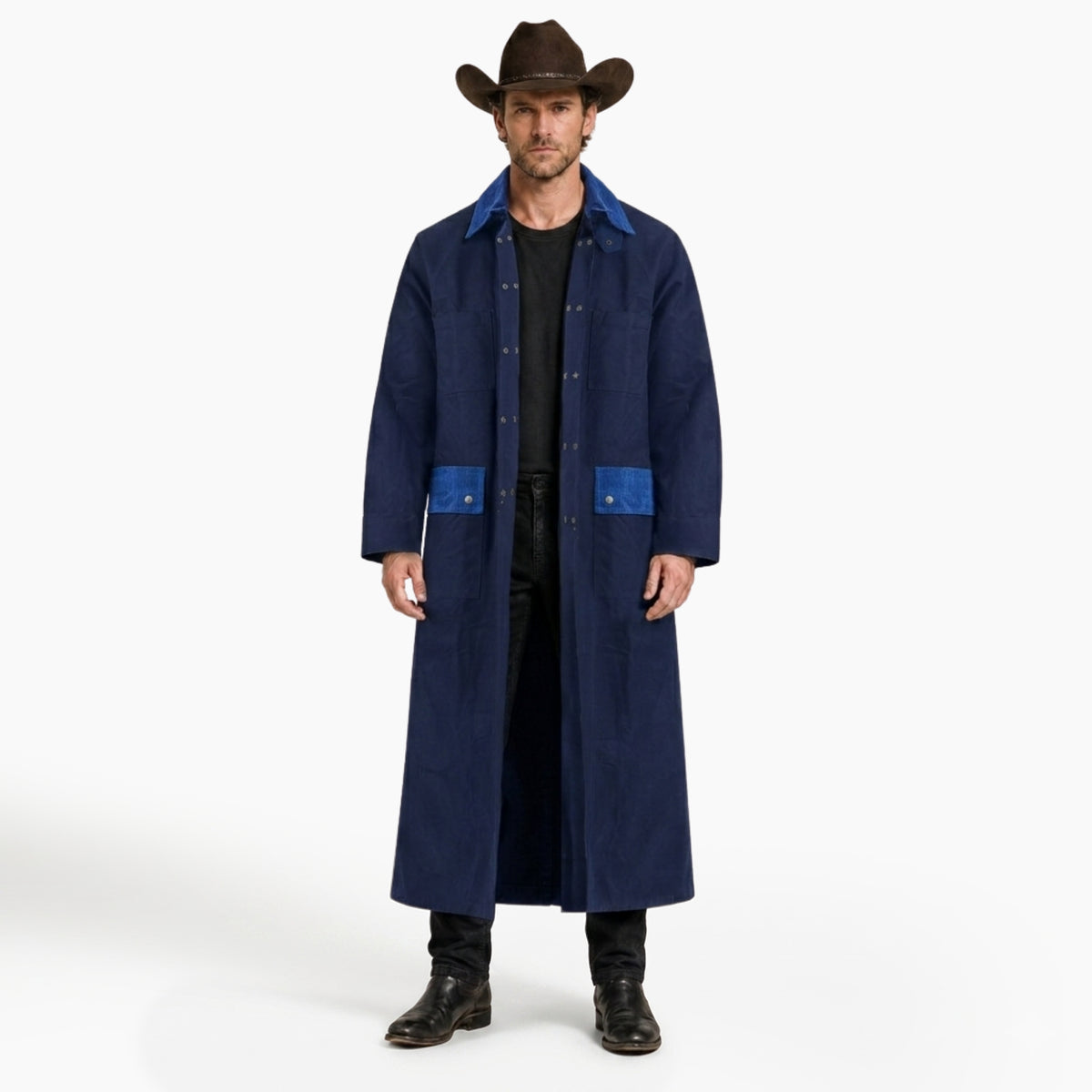 RESISTANCE Western Long Old Cowboy Canvas Jacket - Range wear Canvas Duster Coat
