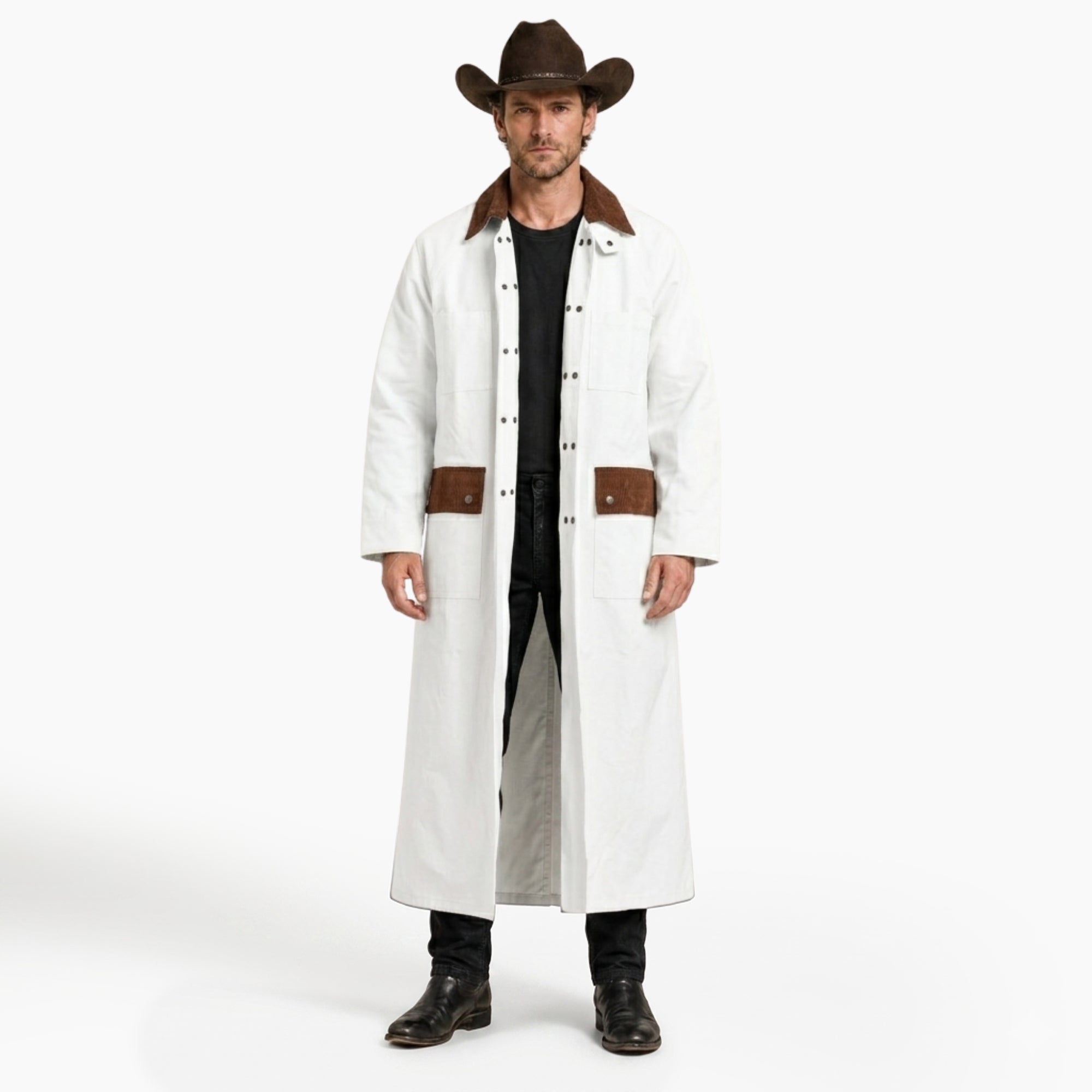 RESISTANCE Western Long Old Cowboy Canvas Jacket - Range wear Canvas Duster Coat