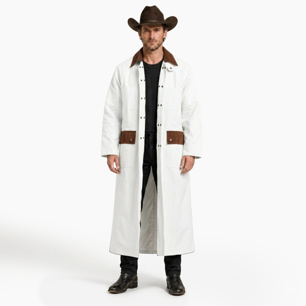 RESISTANCE Western Long Old Cowboy Canvas Jacket - Range wear Canvas Duster Coat