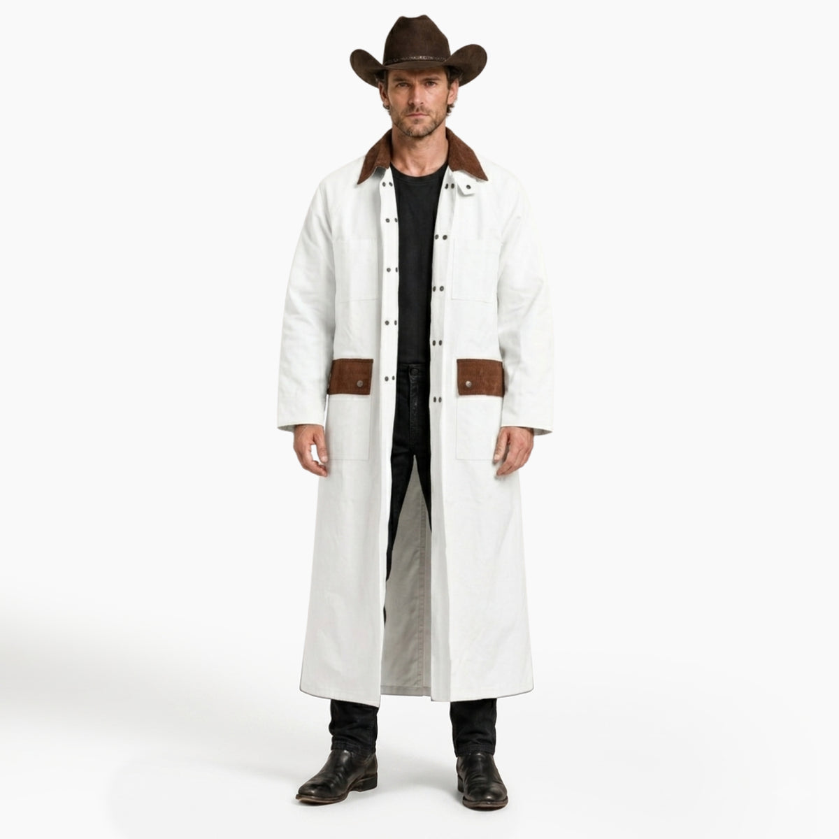 RESISTANCE Western Long Old Cowboy Canvas Jacket - Range wear Canvas Duster Coat