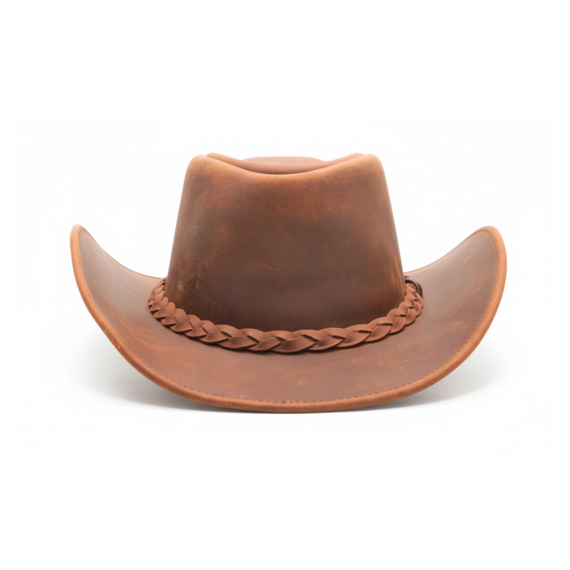 RESISTANCE Premium Full Grain Australian Style Leather Cowboy Hat | Shapeable Outback Hat for Men and Women