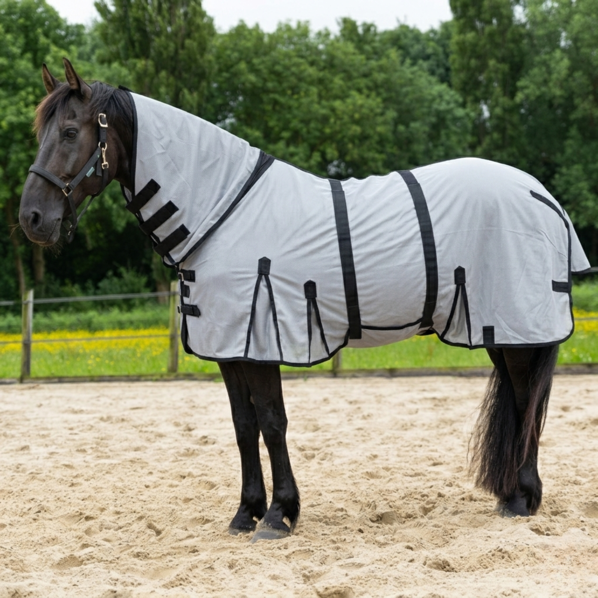 Resistance Durable Mesh Combo Fly Summer Sheet with Belly Guard and Combo Neck Cover