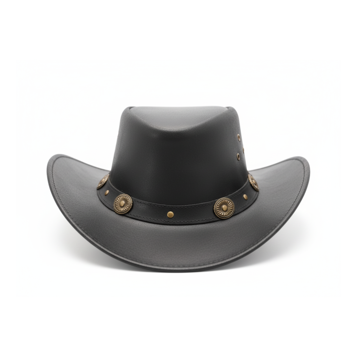 Classic Western Cowboy Hat – Real Cowhide Leather, Unisex, Wide Brim