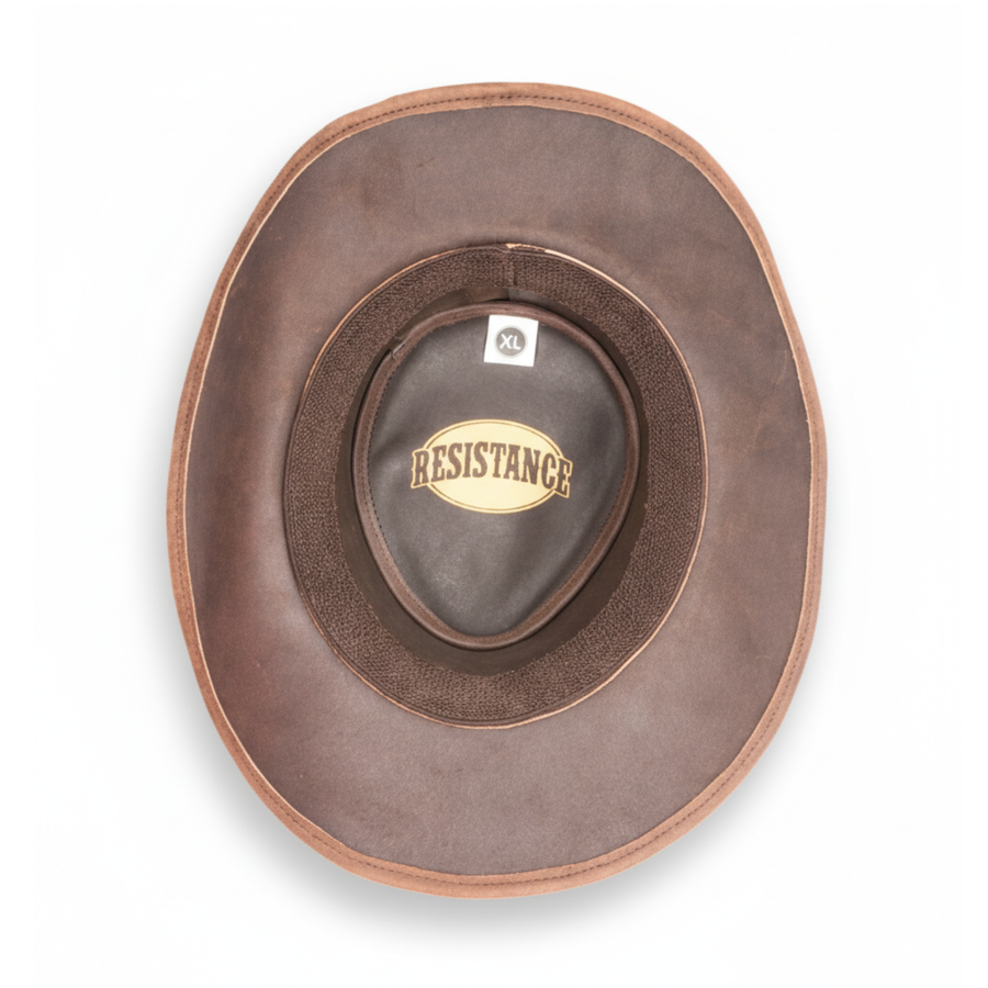 RESISTANCE Australian Leather Hat with Crocodile Band Teeth - Dundee Style | Outback Hat for Men and Women