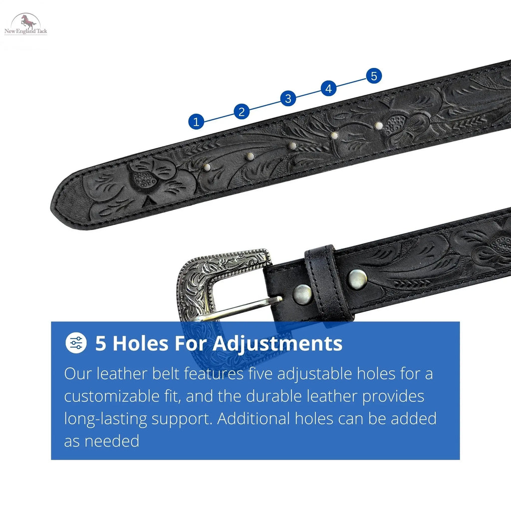 Resistance Full Grain Western Engraved Leather Belt Strap, 1-1/2" Wide Western Belt Leather Strap Floral Tooled Leather Belt Strap NewEngland Tack