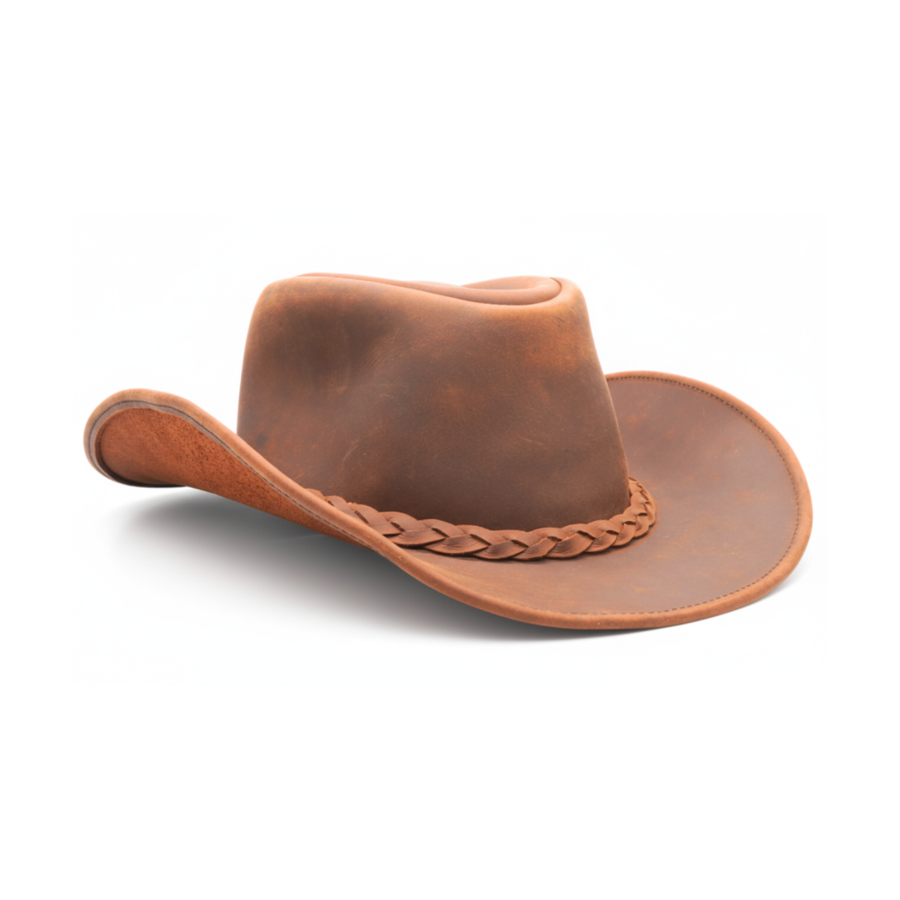 RESISTANCE Premium Full Grain Australian Style Leather Cowboy Hat | Shapeable Outback Hat for Men and Women