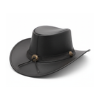 Classic Western Cowboy Hat – Real Cowhide Leather, Unisex, Wide Brim