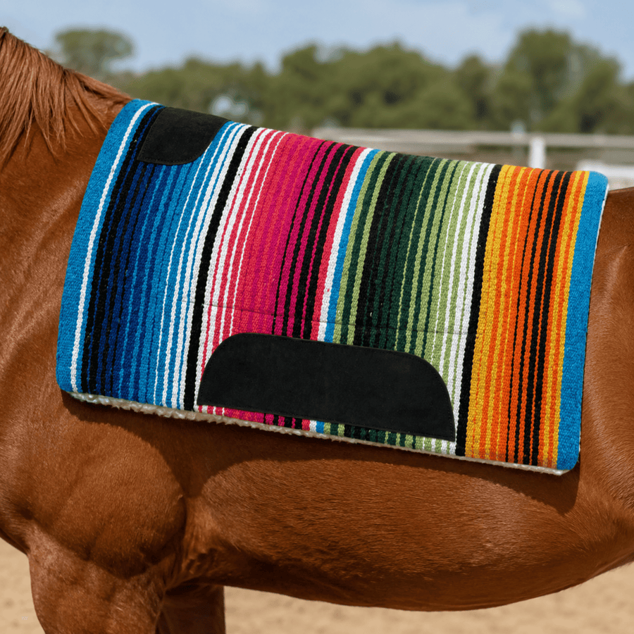 Resistance 30x30 Multi Color Western Saddle Pad – 1 Inch Thick Fleece Bottom Horse Tack Pad for Trail & Training