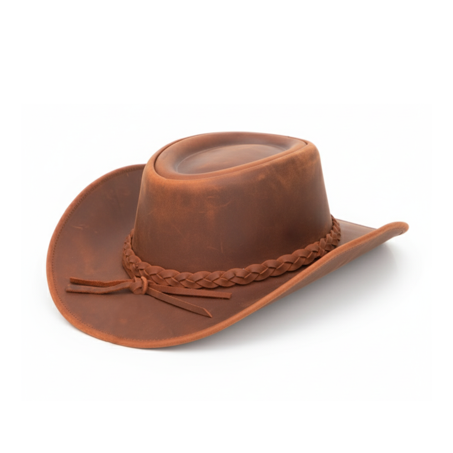 RESISTANCE Premium Full Grain Australian Style Leather Cowboy Hat | Shapeable Outback Hat for Men and Women