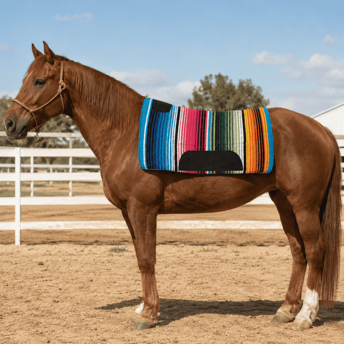 Resistance 30x30 Multi Color Western Saddle Pad – 1 Inch Thick Fleece Bottom Horse Tack Pad for Trail & Training