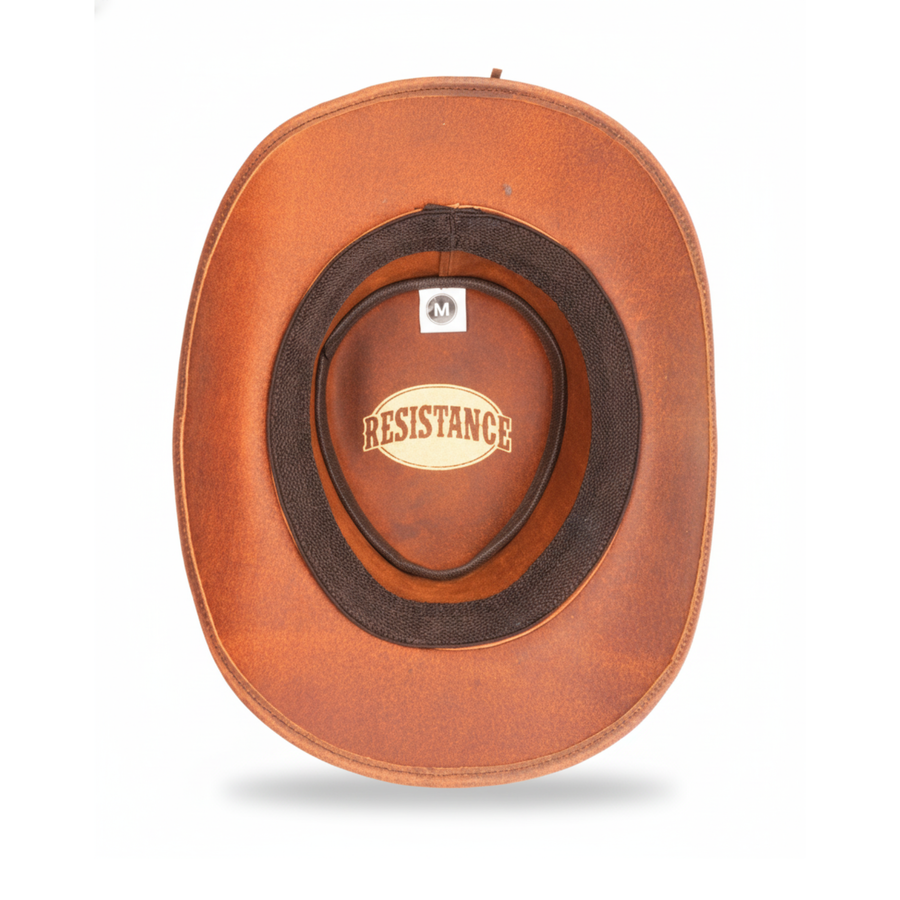 RESISTANCE Premium Full Grain Australian Style Leather Cowboy Hat | Shapeable Outback Hat for Men and Women