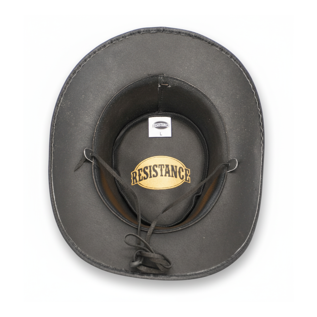 Classic Western Cowboy Hat – Real Cowhide Leather, Unisex, Wide Brim