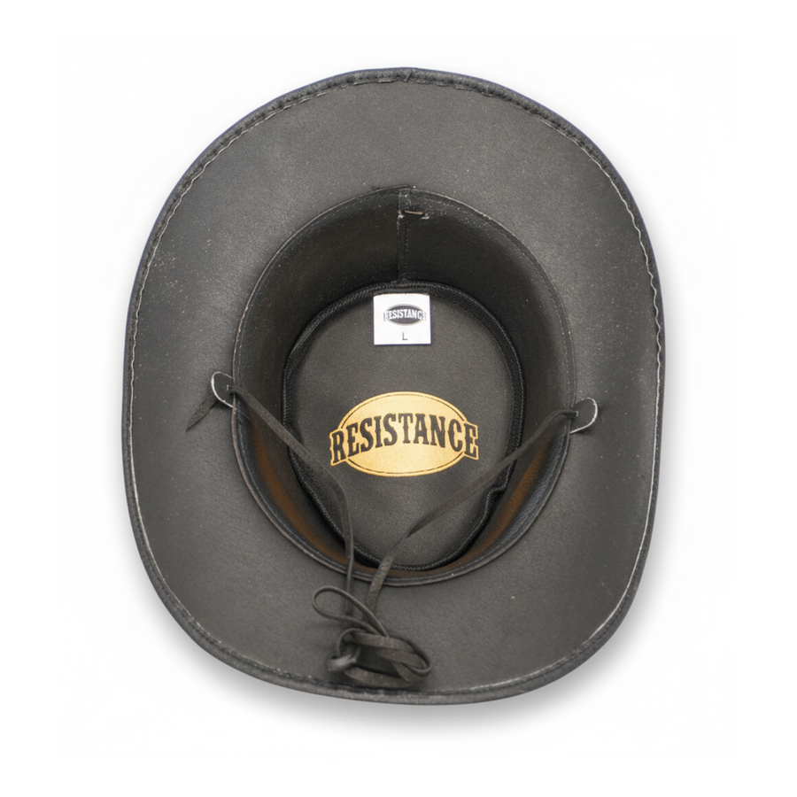 Classic Western Cowboy Hat – Real Cowhide Leather, Unisex, Wide Brim