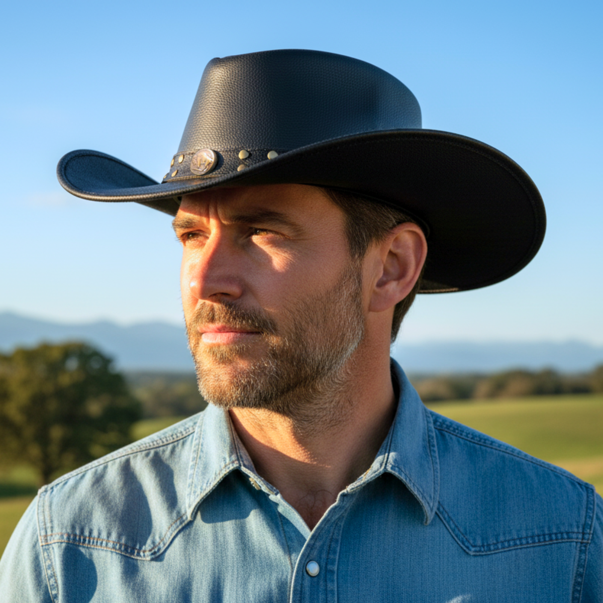 RESISTANCE Premium Australian Style Leather Cowboy Hat Shapeable Outback Hat for Men and Women
