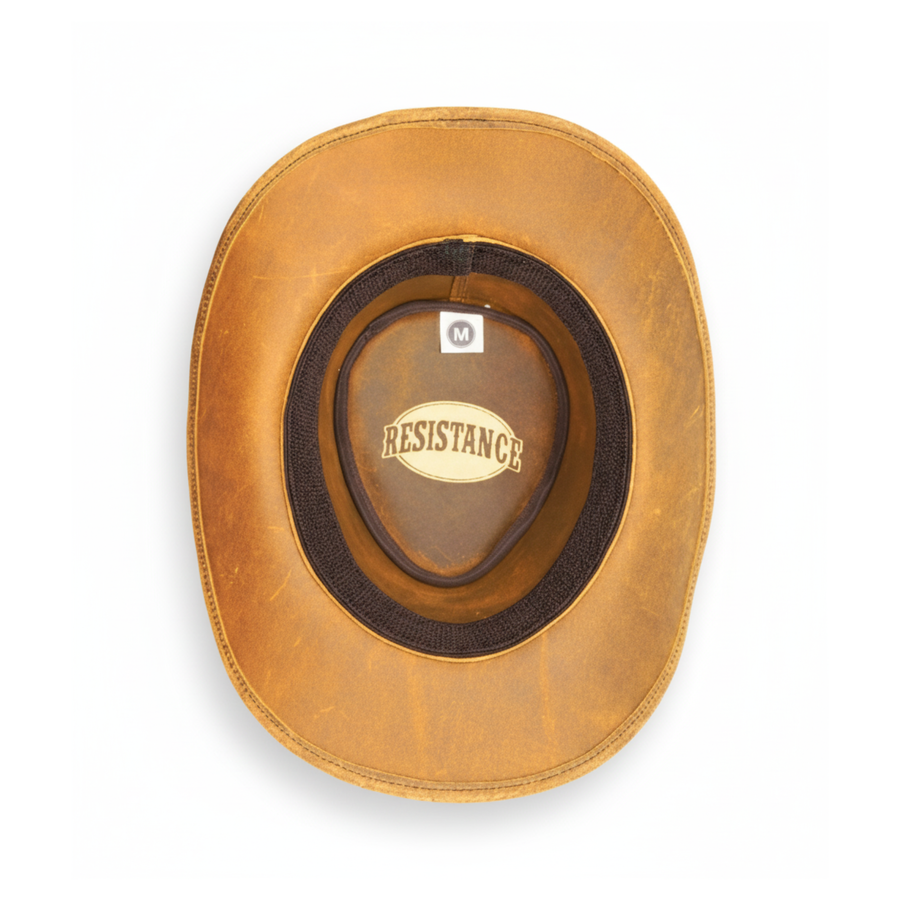 RESISTANCE Australian Leather Hat with Crocodile Band Teeth - Dundee Style | Outback Hat for Men and Women