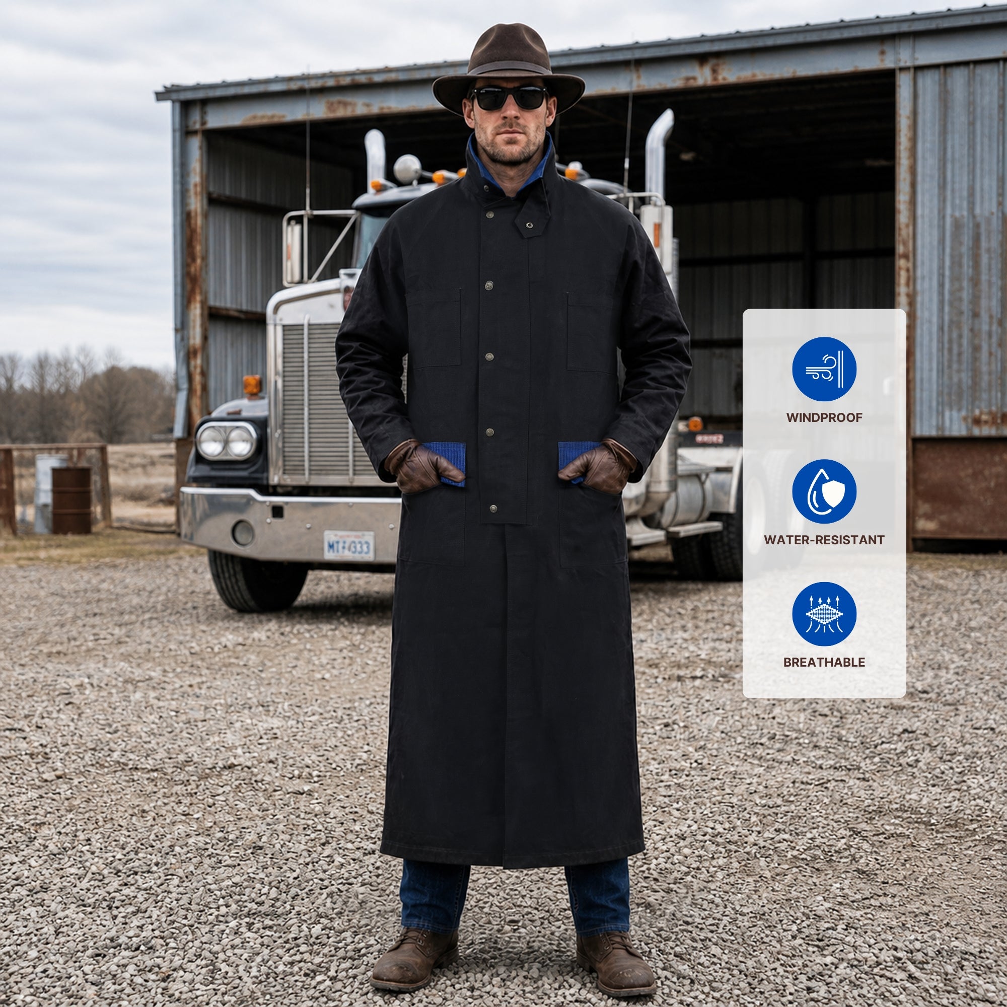 RESISTANCE Western Long Old Cowboy Canvas Jacket - Range wear Canvas Duster Coat