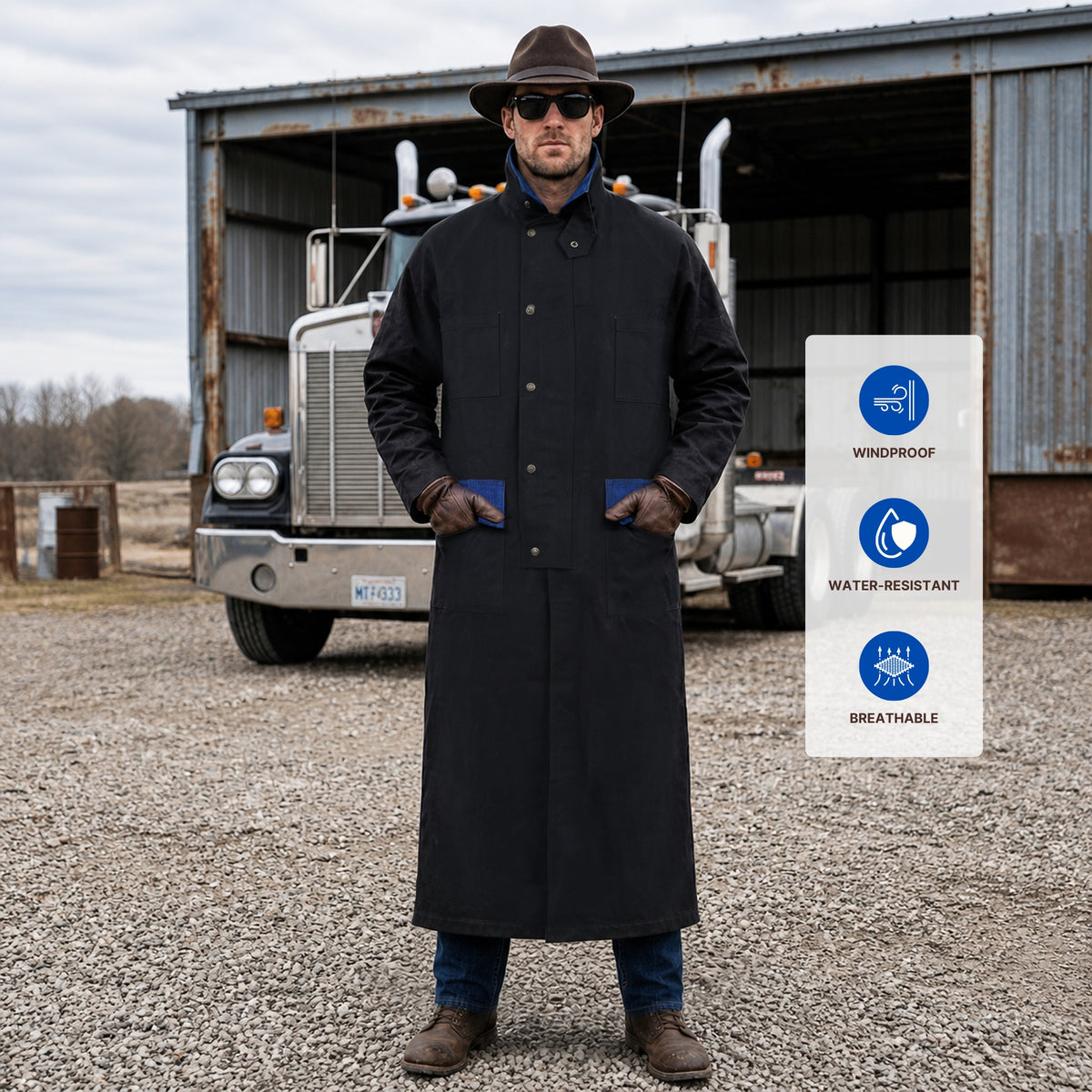 RESISTANCE Western Long Old Cowboy Canvas Jacket - Range wear Canvas Duster Coat