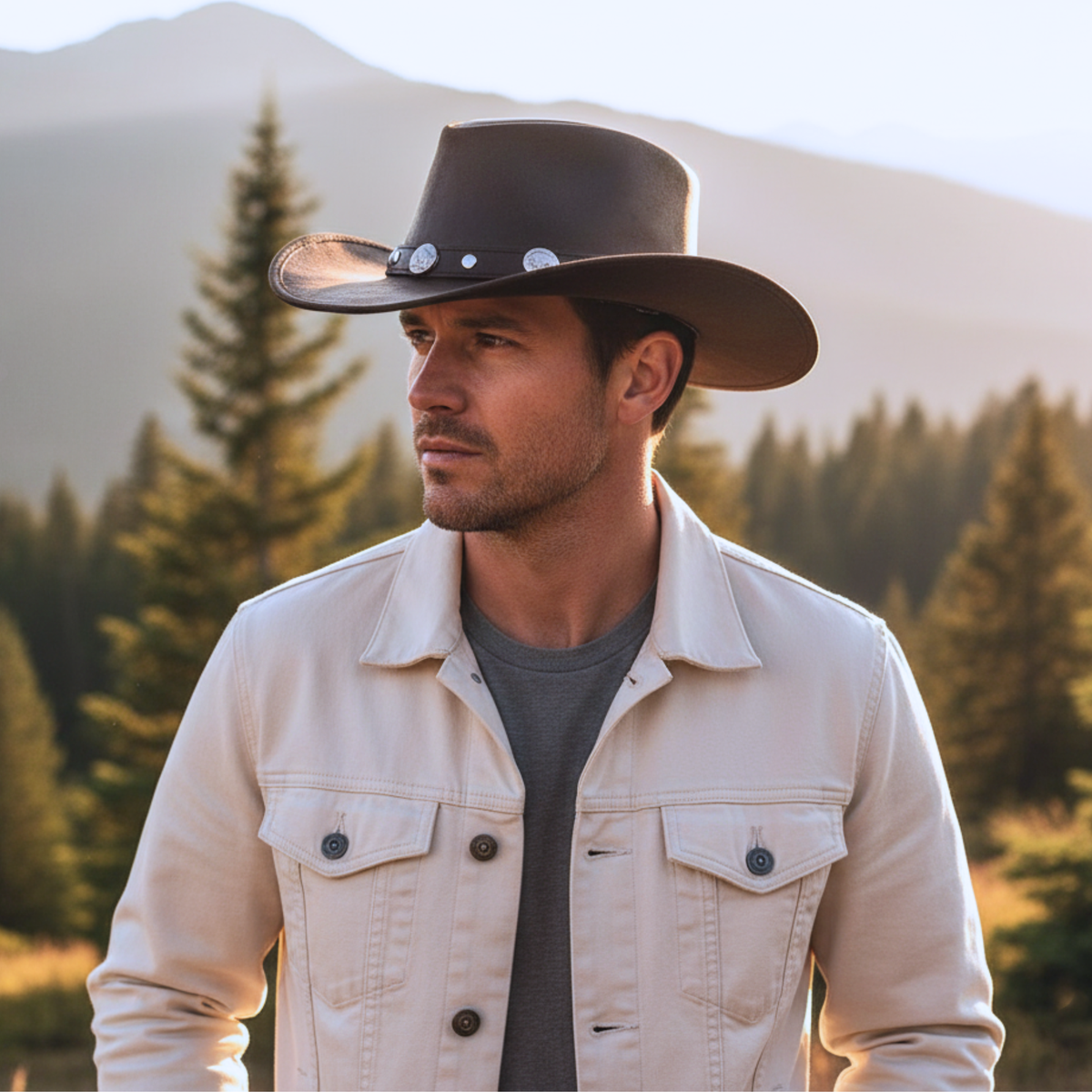 RESISTANCE Premium Australian Style Leather Cowboy Hat Shapeable Outback Hat for Men and Women