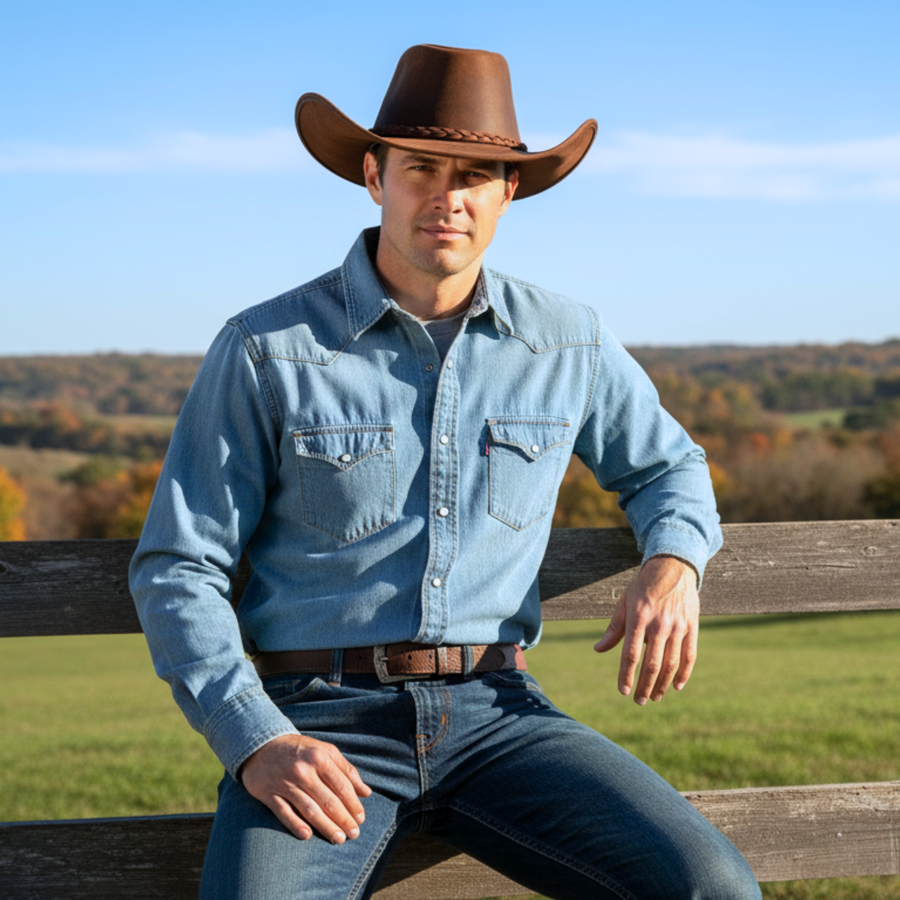 RESISTANCE Premium Full Grain Australian Style Leather Cowboy Hat | Shapeable Outback Hat for Men and Women