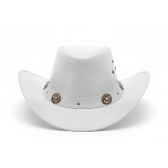 Classic Western Cowboy Hat – Real Cowhide Leather, Unisex, Wide Brim