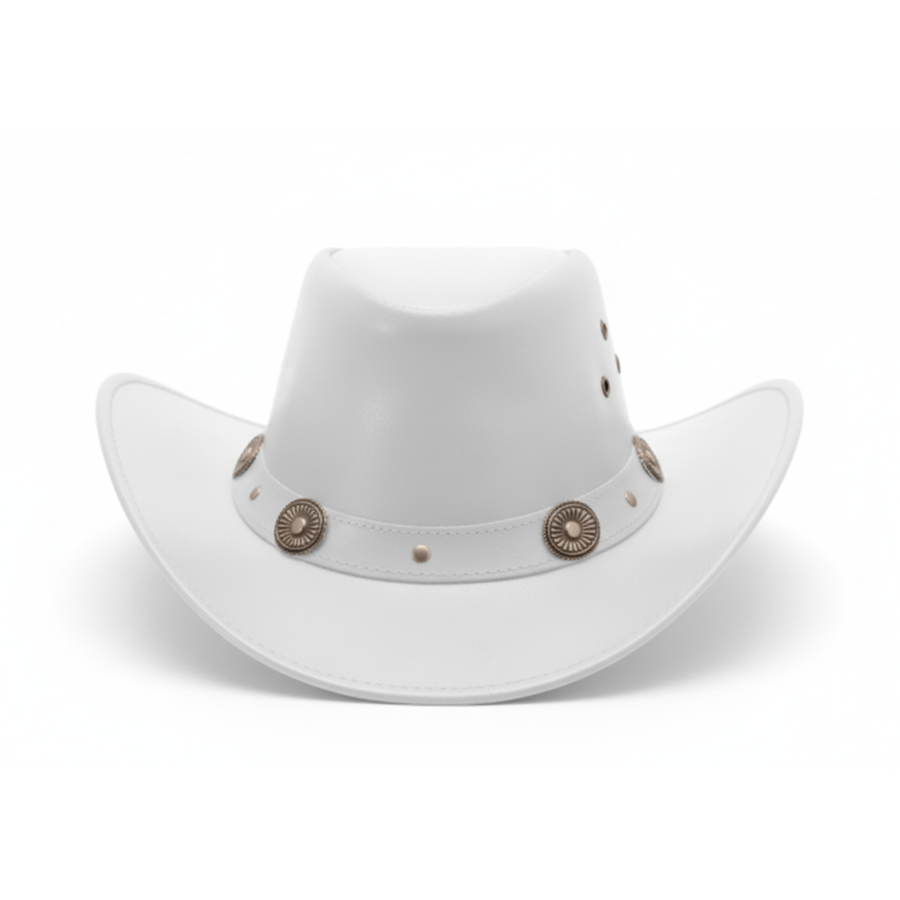 Classic Western Cowboy Hat – Real Cowhide Leather, Unisex, Wide Brim